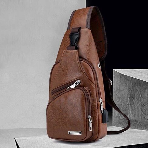 Men Sling Bag Multifunction Adjustable Shoulder Single Strap Crossbody Black in Saudi Arabia
