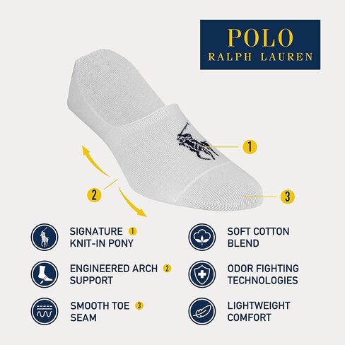 بطانة خفيفة الوزن للرجال من Polo Ralph Lauren مكونة من 3 أزواج، أسود، مقاس حذاء رجالي 6-12 in Saudi Arabia