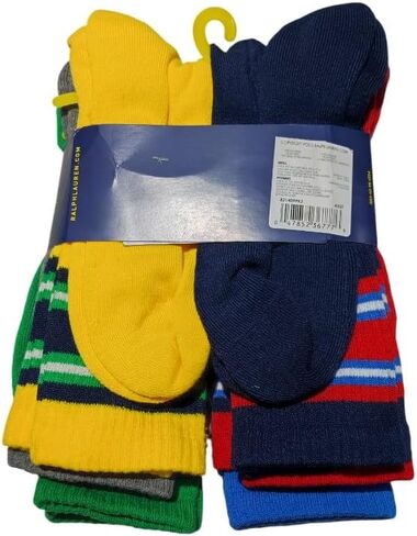 POLO RALPH LAUREN Men's 6-Pack Polo Classic Sport Crew Socks, Assorted, 10-13 in Saudi Arabia