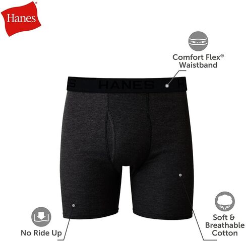 مجموعة ملابس داخلية بوكسر للرجال من Hanes، ملابس داخلية ماصة للرطوبة للرجال، مسامية، قطن رائع وجيد التهوية - مقاس متوسط ​​متنوع in Saudi Arabia