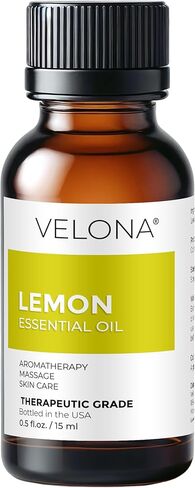 Lemon Essential Oil by Velona - 8 Fl Oz | Therapeutic Grade | for Aromatherapy Diffuser, Massage, Skincare, Haircare, Soapmaking | Undiluted in Saudi Arabia