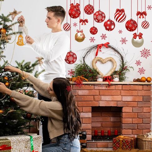 3 أوراق عيد الميلاد جدار الشارات عيد الميلاد نافذة التشبث ملصق DIY شجرة عيد الميلاد ملصقات الحائط القابلة للإزالة لغرفة المعيشة في فصل الشتاء عيد الميلاد عطلة الديكور (النمط الكلاسيكي) in Kuwait