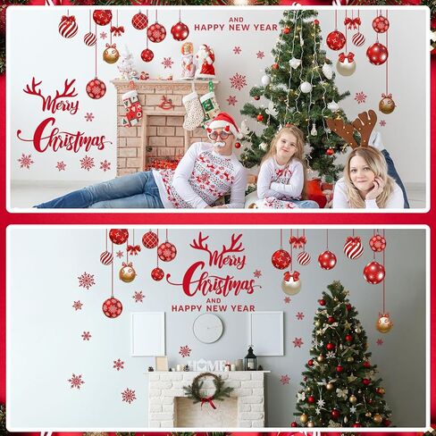 3 أوراق عيد الميلاد جدار الشارات عيد الميلاد نافذة التشبث ملصق DIY شجرة عيد الميلاد ملصقات الحائط القابلة للإزالة لغرفة المعيشة في فصل الشتاء عيد الميلاد عطلة الديكور (النمط الكلاسيكي) in Kuwait