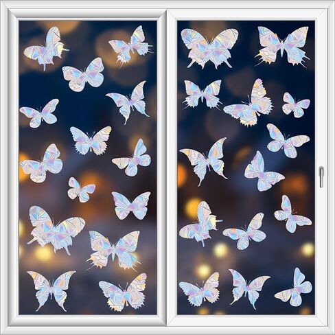 Prism Butterfly Window Clings - Static Cling Sun Catcher Decor, Colorful Iridescent Stickers for Living Room Windows (Colorful) in Saudi Arabia