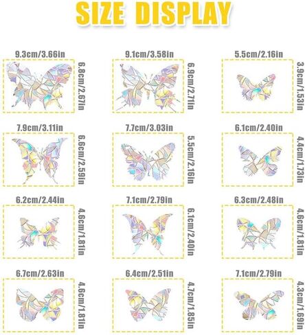 Prism Butterfly Window Clings - Static Cling Sun Catcher Decor, Colorful Iridescent Stickers for Living Room Windows (Colorful) in Saudi Arabia