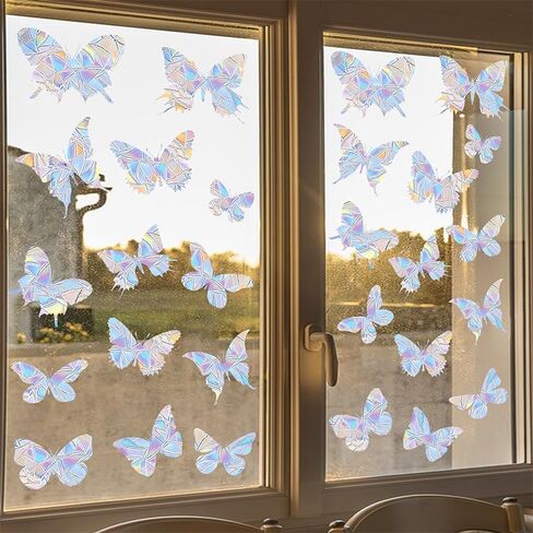 Prism Butterfly Window Clings - Static Cling Sun Catcher Decor, Colorful Iridescent Stickers for Living Room Windows (Colorful) in Saudi Arabia