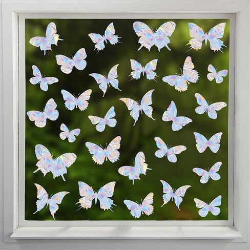Prism Butterfly Window Clings - Static Cling Sun Catcher Decor, Colorful Iridescent Stickers for Living Room Windows (Colorful) in Saudi Arabia