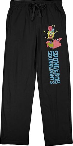 Spongebob Squarepants Patrick Gary Stacked with Logo Men's Black Sleep Pajama Pants in Saudi Arabia