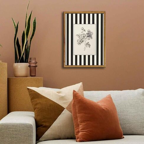 Yellow Framed Stripes Flower Canvas Wall Art Black White Striped Floral Painting Decor Pictures Vintage Sketch Plant Orchid Bedroom Living Posters Prints for Corridor Kitchen Room Decoration in Saudi Arabia