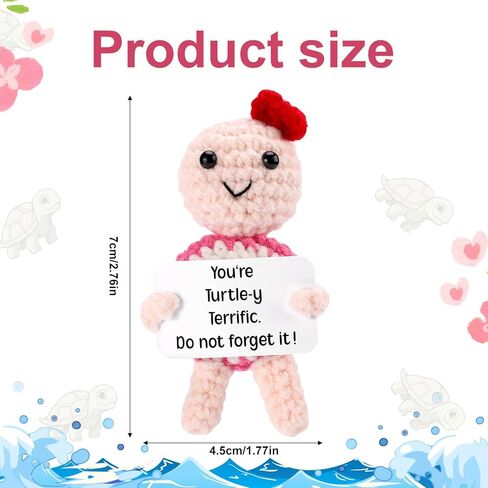 Positive Turtle, Cute Handmade Crochet Turtle with Encouragement Card Funny Emotional Turtle Support Doll Positive Crochet Animals Inspirational Gifts for Home Office Desktop Decor in Saudi Arabia