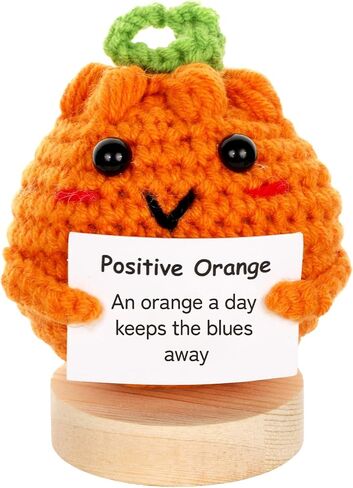 Mini Funny Positive Orange Emotional Crochet Doll Support Cute Plush Knitted Orange Toy with Positive Card Holiday Christmas Birthday Gifts for Him Her Teacher Appreciation Gift Office Decor in Saudi Arabia