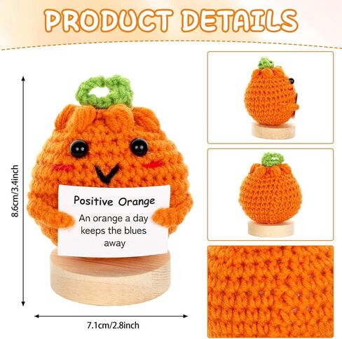 Mini Funny Positive Orange Emotional Crochet Doll Support Cute Plush Knitted Orange Toy with Positive Card Holiday Christmas Birthday Gifts for Him Her Teacher Appreciation Gift Office Decor in Saudi Arabia