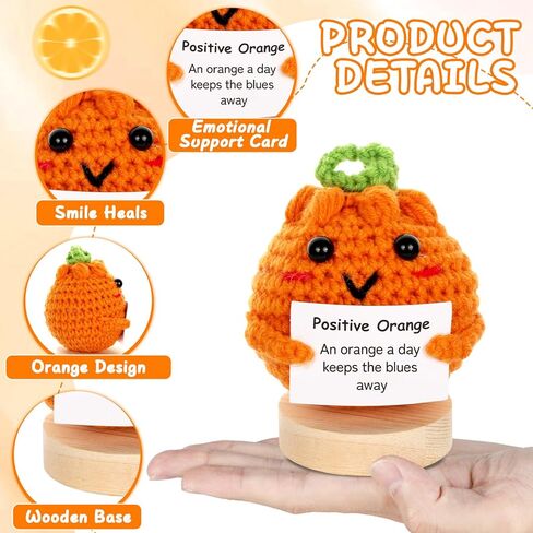 Mini Funny Positive Orange Emotional Crochet Doll Support Cute Plush Knitted Orange Toy with Positive Card Holiday Christmas Birthday Gifts for Him Her Teacher Appreciation Gift Office Decor in Saudi Arabia