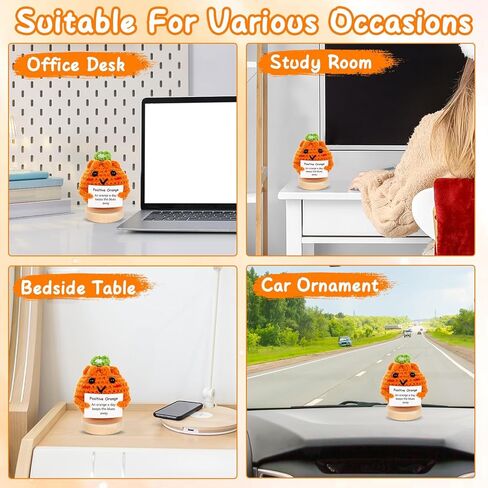 Mini Funny Positive Orange Emotional Crochet Doll Support Cute Plush Knitted Orange Toy with Positive Card Holiday Christmas Birthday Gifts for Him Her Teacher Appreciation Gift Office Decor in Saudi Arabia