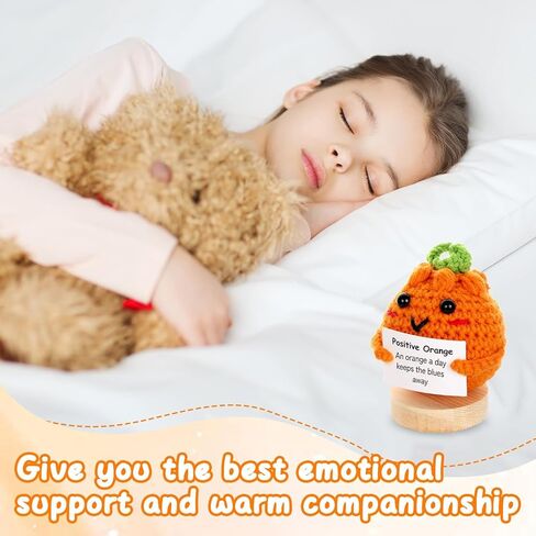 Mini Funny Positive Orange Emotional Crochet Doll Support Cute Plush Knitted Orange Toy with Positive Card Holiday Christmas Birthday Gifts for Him Her Teacher Appreciation Gift Office Decor in Saudi Arabia