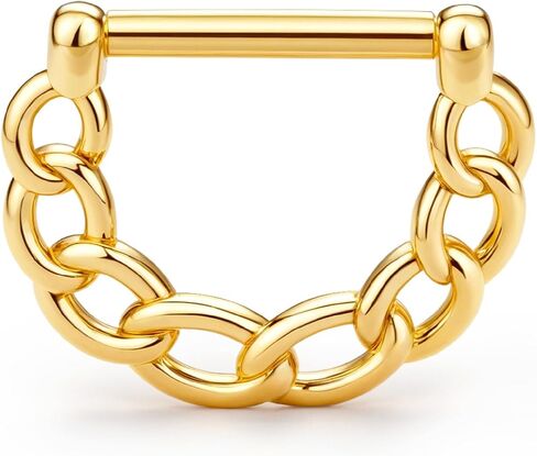 BodyBonita 16G Straight Septum Rings, 316L Surgical Steel D Shaped Septum Jewelry, Star Lace Chain Nose Rings Hoops Clicker, Helix Tragus Rook Daith Piercings for Women Men 8 mm in Saudi Arabia