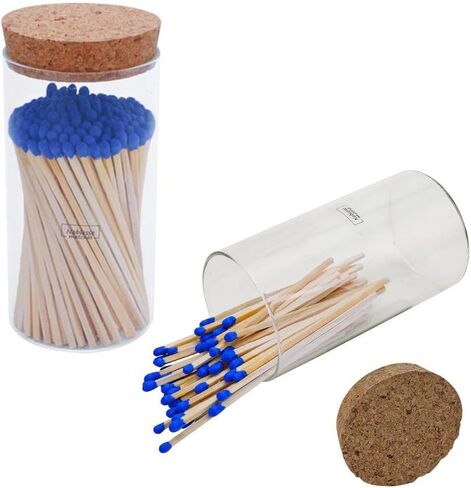 Colored Safety Matches | 4-Inch Long Matches in Glass Jar | Perfect for Lighting Candles | 150 PIECES | 10 CANDLES AND EXTRA EMPTY JAR GIFT (WHİTE) in Saudi Arabia