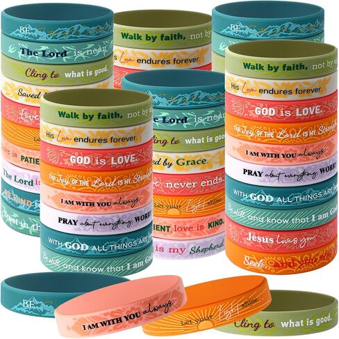 Bucherry 20 Pcs Christian Bracelets Bible Verse Rubber Bracelets, Religious Jesus Silicone Wristbands Bulk for Men Women Kids Party Favor Church Gifts Sunday School Supplies in Saudi Arabia
