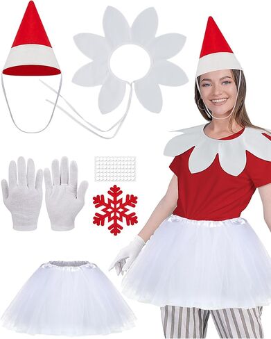 Jecery Doll Costume Christmas Red Costume Santa's Dress Costumes Doll Hat with Snowflakes Dress Gloves Faux Collar Gift in Saudi Arabia