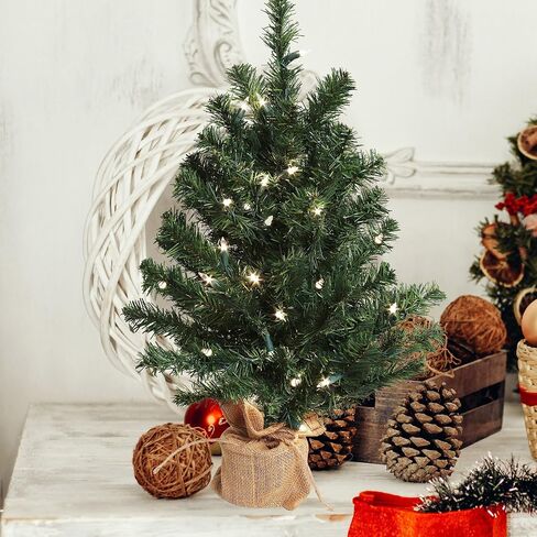 2' Small Christmas Tree with Burlap Base | Realistic Christmas Green Tips | Indoor/Outdoor Use | Holiday & Christmas Décor | Office Tree | Perfect for Kids, Children Bedroom Tree in Saudi Arabia