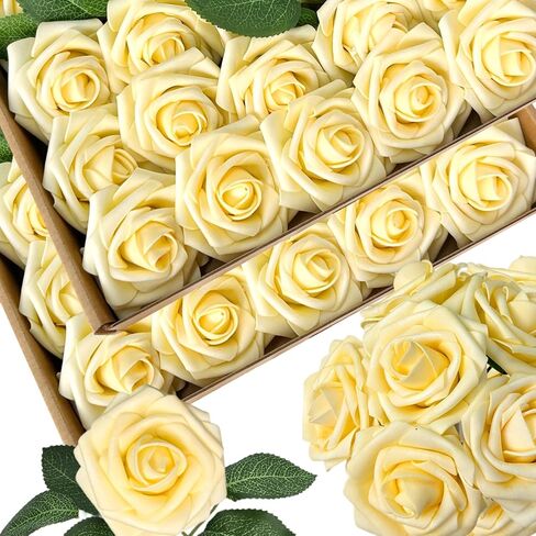 50pcs Emerald Green Artificial Flowers Foam Fake Dark Hunt Green Rose with Stems 12 Leaves Real Looking Faux Roses for Wedding Bouquets Bridal Shower Centerpieces Arrangements Party Tables Decoration in Saudi Arabia