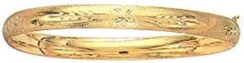 JewelStop 14k Yellow Gold 4/16 Inches Engraved Flower Design Bangle, 7 Inches. in Saudi Arabia
