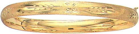 JewelStop 14k Yellow Gold 4/16 Inches Engraved Flower Design Bangle, 7 Inches. in Saudi Arabia