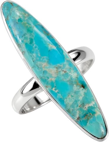 Turquoise Ring Sterling Silver 925 Genuine Gemstones Size 6 to 11 in Saudi Arabia