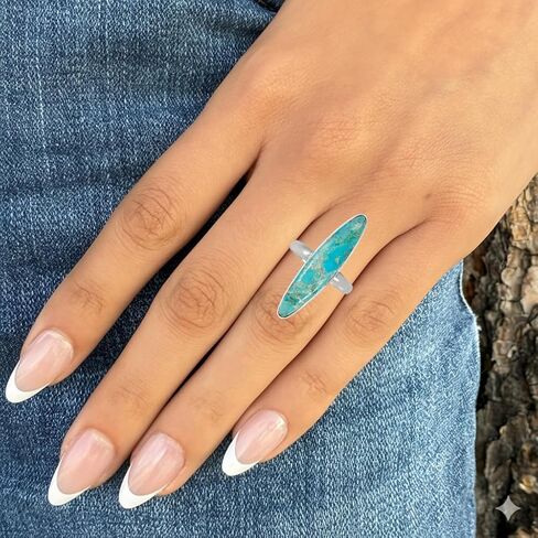 Turquoise Ring Sterling Silver 925 Genuine Gemstones Size 6 to 11 in Saudi Arabia