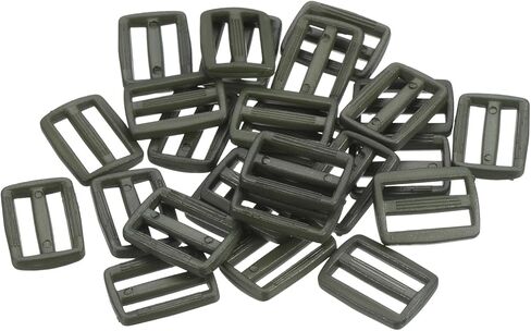 50 Pack Tri-Glide Slide - Plastic Adjustable Slide Buckles Webbing Fastener, Apply to Purse Belt Strap Hardware (1 Inches, Olive Green) in Kuwait