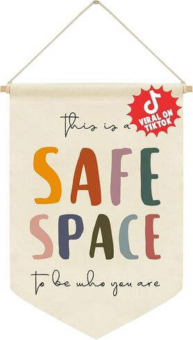 AINRVTEERS SAFE Space Wall Hanging ، ديكور جدار مكتب العلاج ، لافتة الاستشارة ، مستشار المدرسة ديكور الجدار ، ديكور الفصول الدراسية ، لافتات الصحة العقلية ، الغرفة الحسية (الكلاسيكية) in Kuwait