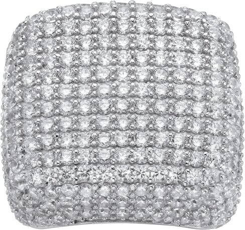 PalmBeach Sterling Silver Round Cubic Zirconia Pave Dome Ring Sizes 6-10 in Saudi Arabia