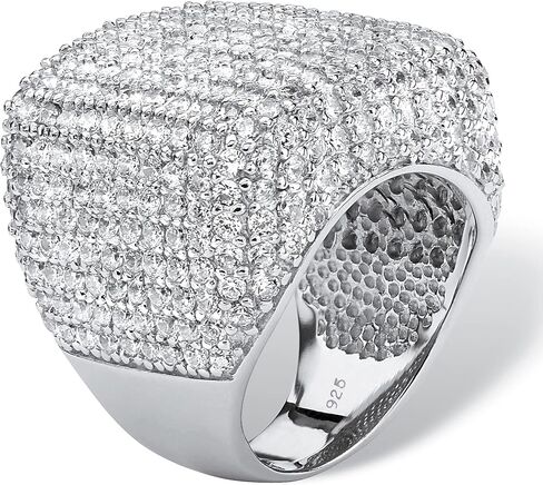 PalmBeach Sterling Silver Round Cubic Zirconia Pave Dome Ring Sizes 6-10 in Saudi Arabia