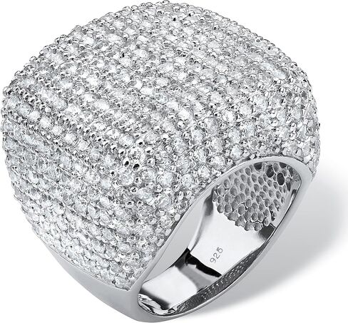 PalmBeach Sterling Silver Round Cubic Zirconia Pave Dome Ring Sizes 6-10 in Saudi Arabia