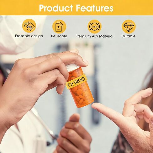 18pcs Clips for Pill Bottles,Medicine Bottle Label Clips for Easy Medication Identification,Reusable Pill Bottle Medicine Labels with Marker Pen,Sponge Wipe,Perfect for Home,Travel,Daily Use in Saudi Arabia