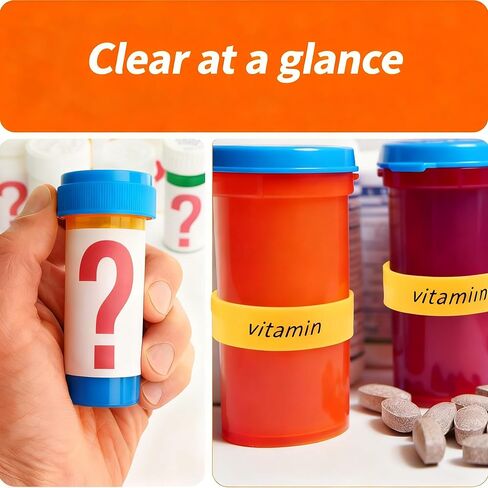 18pcs Clips for Pill Bottles,Medicine Bottle Label Clips for Easy Medication Identification,Reusable Pill Bottle Medicine Labels with Marker Pen,Sponge Wipe,Perfect for Home,Travel,Daily Use in Saudi Arabia
