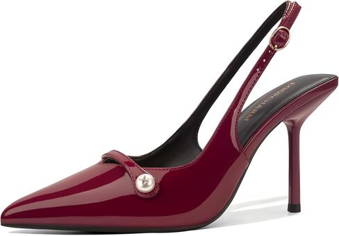 Women's Slingback Heels Closed Toe Pointed Stiletto High Heel Pumps Elegant Dress Shoes for Wedding Party Bride with Pearl in Saudi Arabia