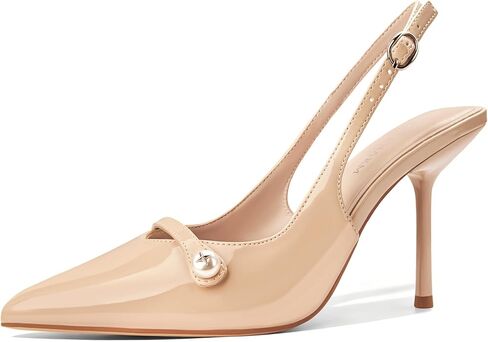 Women's Slingback Heels Closed Toe Pointed Stiletto High Heel Pumps Elegant Dress Shoes for Wedding Party Bride with Pearl in Saudi Arabia
