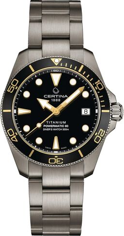 ساعة سيرتينا للرجال، DS Action Diver 38mm Powermatic 80، تيتانيوم، سويسرية أوتوماتيكية، سوداء، تيتانيوم، 19، (C0488074405100) in Saudi Arabia