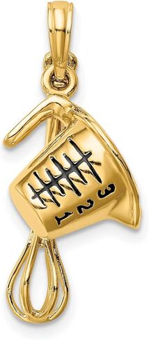 14k Yellow Gold Measuring Cup and Whisk Pendant for Women or Unisex Wear, Culinary Charm Necklace with Lines, Baking Jewelry for Chefs, Cooks, and Food Enthusiasts, Kitchen Tool Design 28 mm x 17 mm in Saudi Arabia