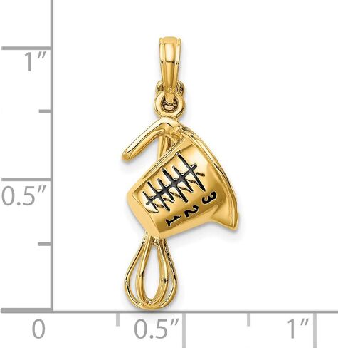 14k Yellow Gold Measuring Cup and Whisk Pendant for Women or Unisex Wear, Culinary Charm Necklace with Lines, Baking Jewelry for Chefs, Cooks, and Food Enthusiasts, Kitchen Tool Design 28 mm x 17 mm in Saudi Arabia