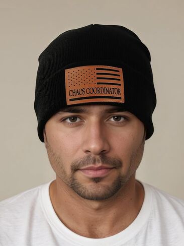 Chaos Coordinator American Flag Leather Beanie Hat Appreciation Christmas Stocking Stuffers Birthday Gifts Stuff in Saudi Arabia