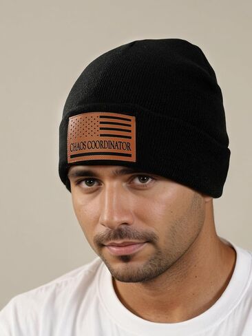 Chaos Coordinator American Flag Leather Beanie Hat Appreciation Christmas Stocking Stuffers Birthday Gifts Stuff in Saudi Arabia