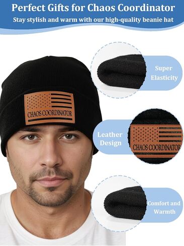 Chaos Coordinator American Flag Leather Beanie Hat Appreciation Christmas Stocking Stuffers Birthday Gifts Stuff in Saudi Arabia