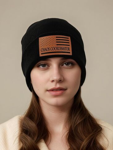 Chaos Coordinator American Flag Leather Beanie Hat Appreciation Christmas Stocking Stuffers Birthday Gifts Stuff in Saudi Arabia
