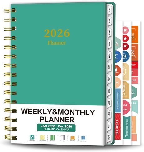 Ymumuda 2025 Planner, Weekly Monthly Planner 2025, JAN.2025 to DEC.2025, 8.4"×6", School Planner Spiral Bound for School Home Office, Deep Green in Saudi Arabia