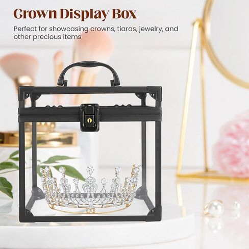 صندوق التاج مقاس 7.9 × 6.7 × 7.5 بوصة، حقيبة مكياج شفافة، منظم مستحضرات التجميل، حقيبة عرض للفنانين من الأكريليك الشفاف ذات سعة كبيرة للزينة أو منضدة الحمام أو خزانة الملابس in Kuwait