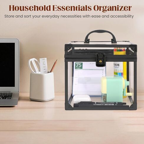 صندوق التاج مقاس 7.9 × 6.7 × 7.5 بوصة، حقيبة مكياج شفافة، منظم مستحضرات التجميل، حقيبة عرض للفنانين من الأكريليك الشفاف ذات سعة كبيرة للزينة أو منضدة الحمام أو خزانة الملابس in Kuwait