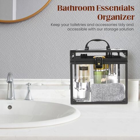 صندوق التاج مقاس 7.9 × 6.7 × 7.5 بوصة، حقيبة مكياج شفافة، منظم مستحضرات التجميل، حقيبة عرض للفنانين من الأكريليك الشفاف ذات سعة كبيرة للزينة أو منضدة الحمام أو خزانة الملابس in Kuwait