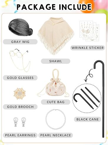 AOTHSO 100 Days of School Old Lady Costume for Girls Granny Grandma Dress Up with Shawl 100th Day Cosplay Outfit for Kids in Saudi Arabia
